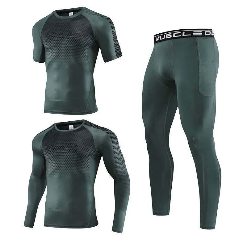 Mens Fitness Sportswear Set Moisture-wicking for Gym Running Leggings Dry Fit and Comfortable Workouts Sports Wear Clothes