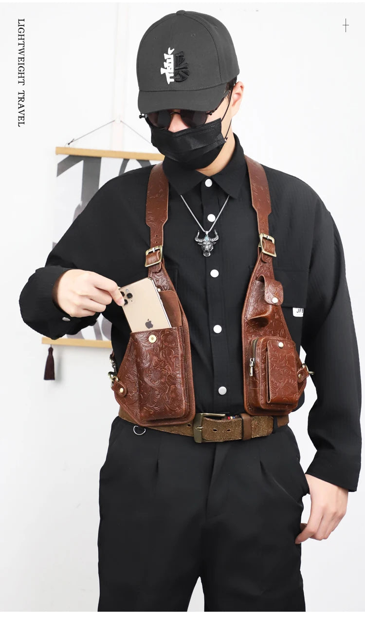 Genuine Leather Anti-Theft Underarm Shoulder Bag Armpit Tactically Bag For Men Shoulder Holsters Storage Pack