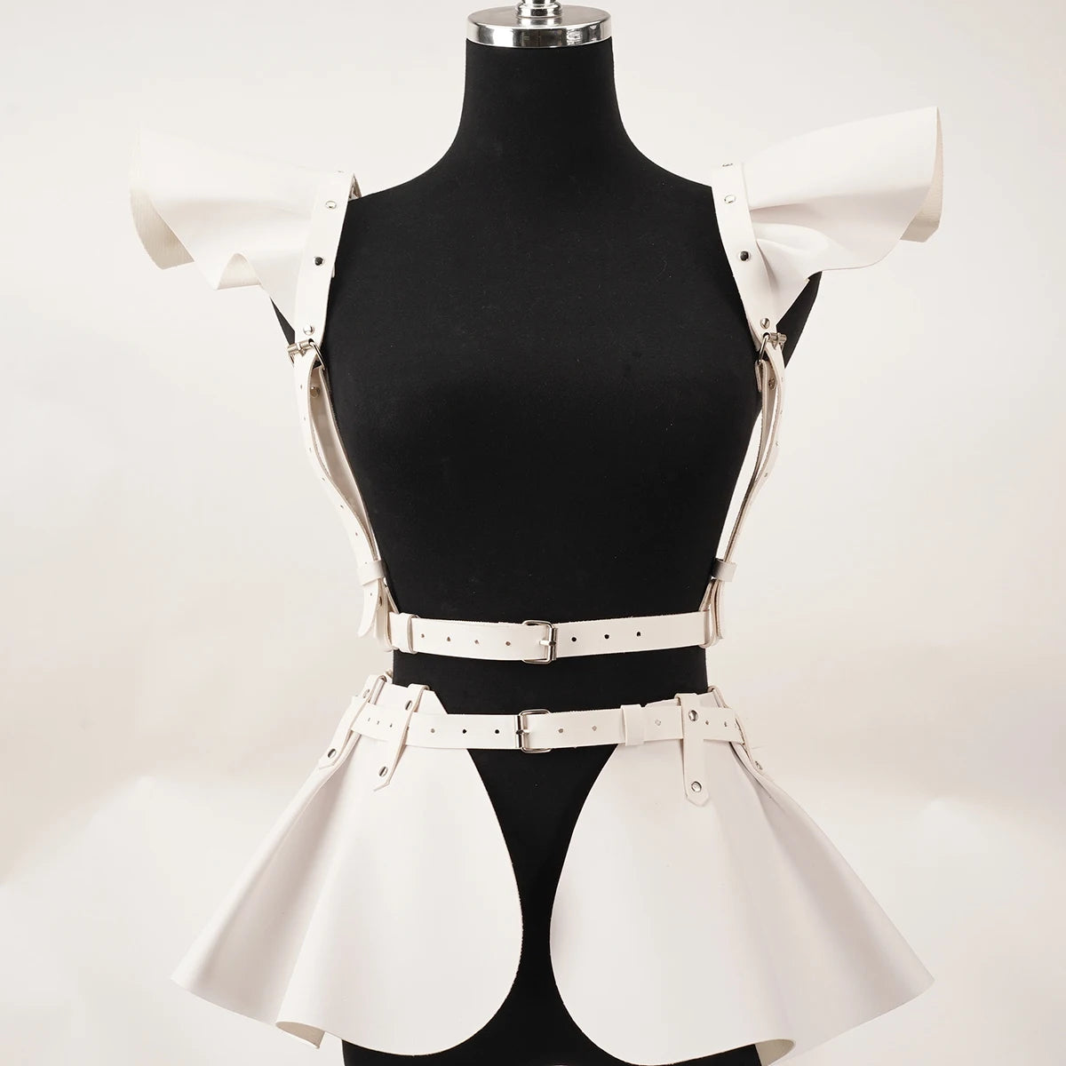 Women's PU leather with bra space costume, space back sling, gothic bustle sling, holographic leather suit