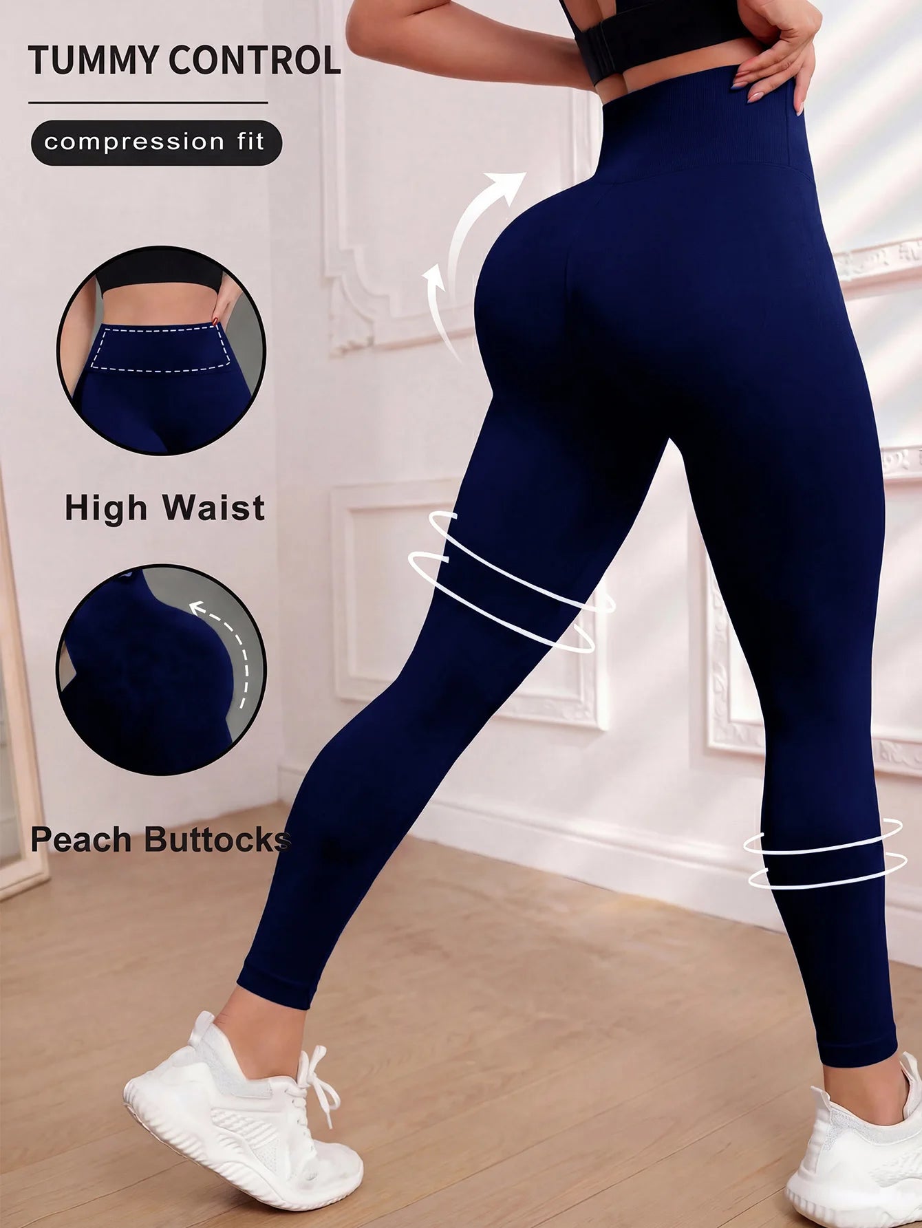 Women's Yoga Leggings solid color High waisted slim fit Hip Lifting stretch leggings quick drying breathable fitness sport pants