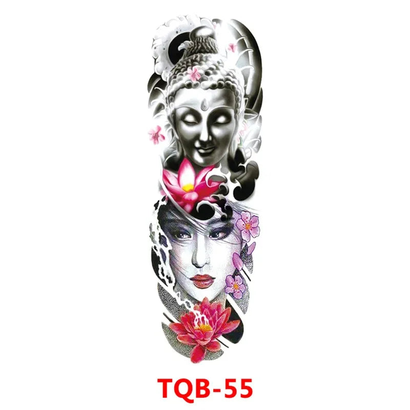 Waterproof Temporary Tattoo Sticker Full Arm Large Skull Old School Tatoo Stickers Flash Fake Tattoos for Men Women