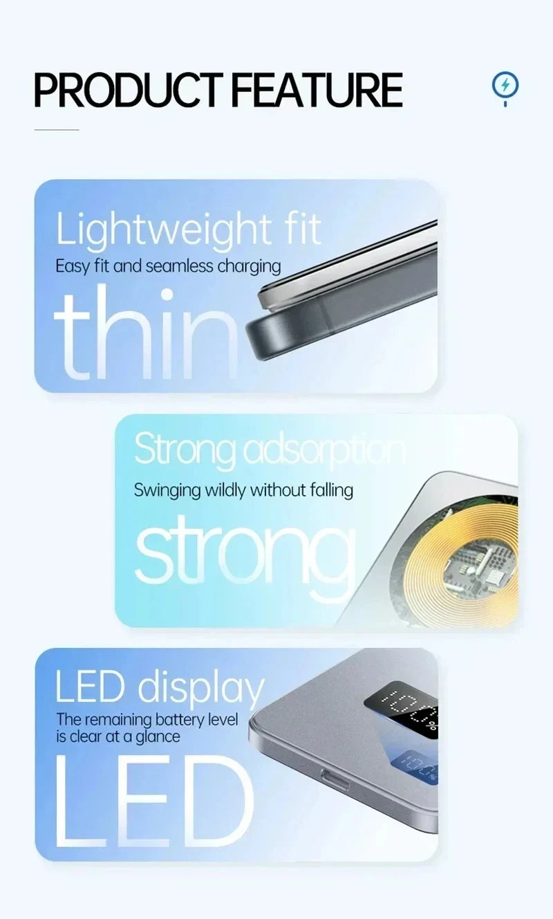 Lenovo 500000mAh Magnetic Wireless Power Bank Ultra Thin Portable CCC Certified Super Fast Charging LED Display Pack for MagSafe