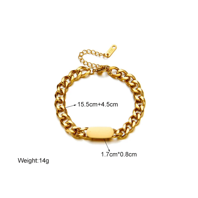 DIEYURO 316L Stainless Steel Gold Silver Color Geometric Chain Necklace Bracelet For Women Girl New Trend Non-fading Jewelry Set
