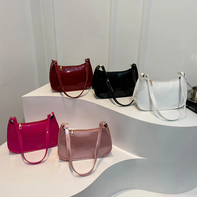 Red Luxury Simple Shoulder Bag For Women Korean Solid Color Small Square Bag Casual Fashion Hobos Purse New High Quality Handbag