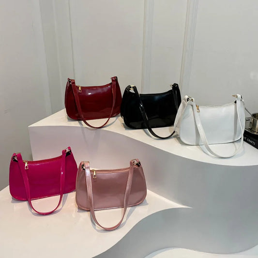 Red Luxury Simple Shoulder Bag For Women Korean Solid Color Small Square Bag Casual Fashion Hobos Purse New High Quality Handbag
