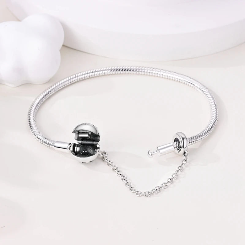 Original Women Bracelet 925 Silver17-20CM Starry Full Moon Safety Chain Snake Bone Chain Bracelet Fit DIY Exquisite Jewelry Gift