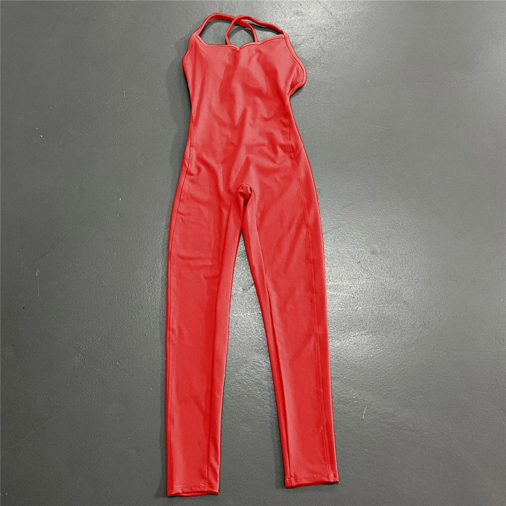 Rückenfreier Sportanzug für Damen, 2023, Lycra, Fitness-Overall, einteiliger Overall, Shorts, Sport-Outfit, Fitnessstudio, Trainingskleidung für Damen, Sportbekleidung