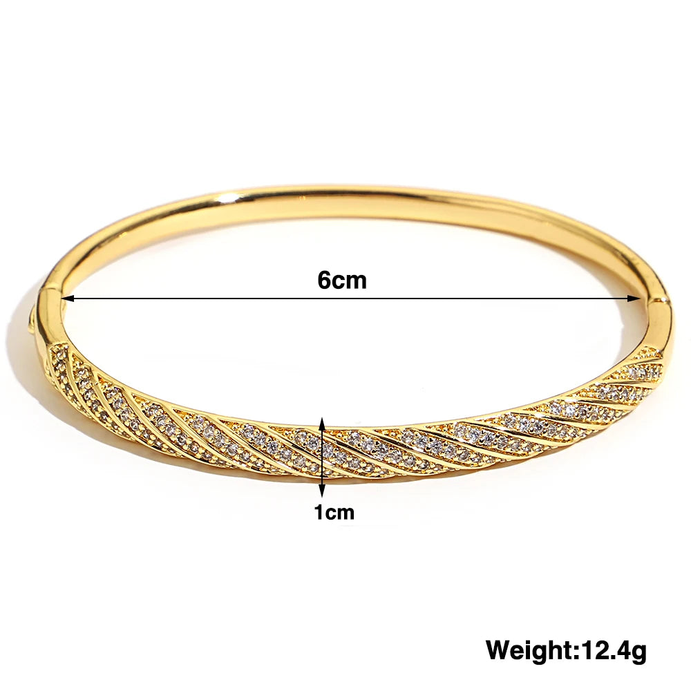 Greatera Trendy Gold Plated 316L Stainless Steel Bangles Bracelets for Women Delicate Cubic Zirconia Bracelet Party Jewelry 2024