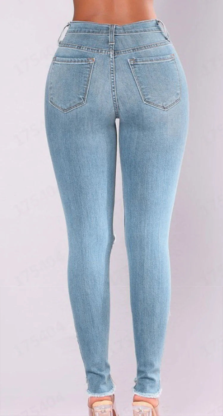 2022 heißer Verkauf Zerrissene Jeans Für Frauen Mode Schlank Stretch Denim Bleistift Hosen Straße Hipster Hosen Casual Weibliche Kleidung