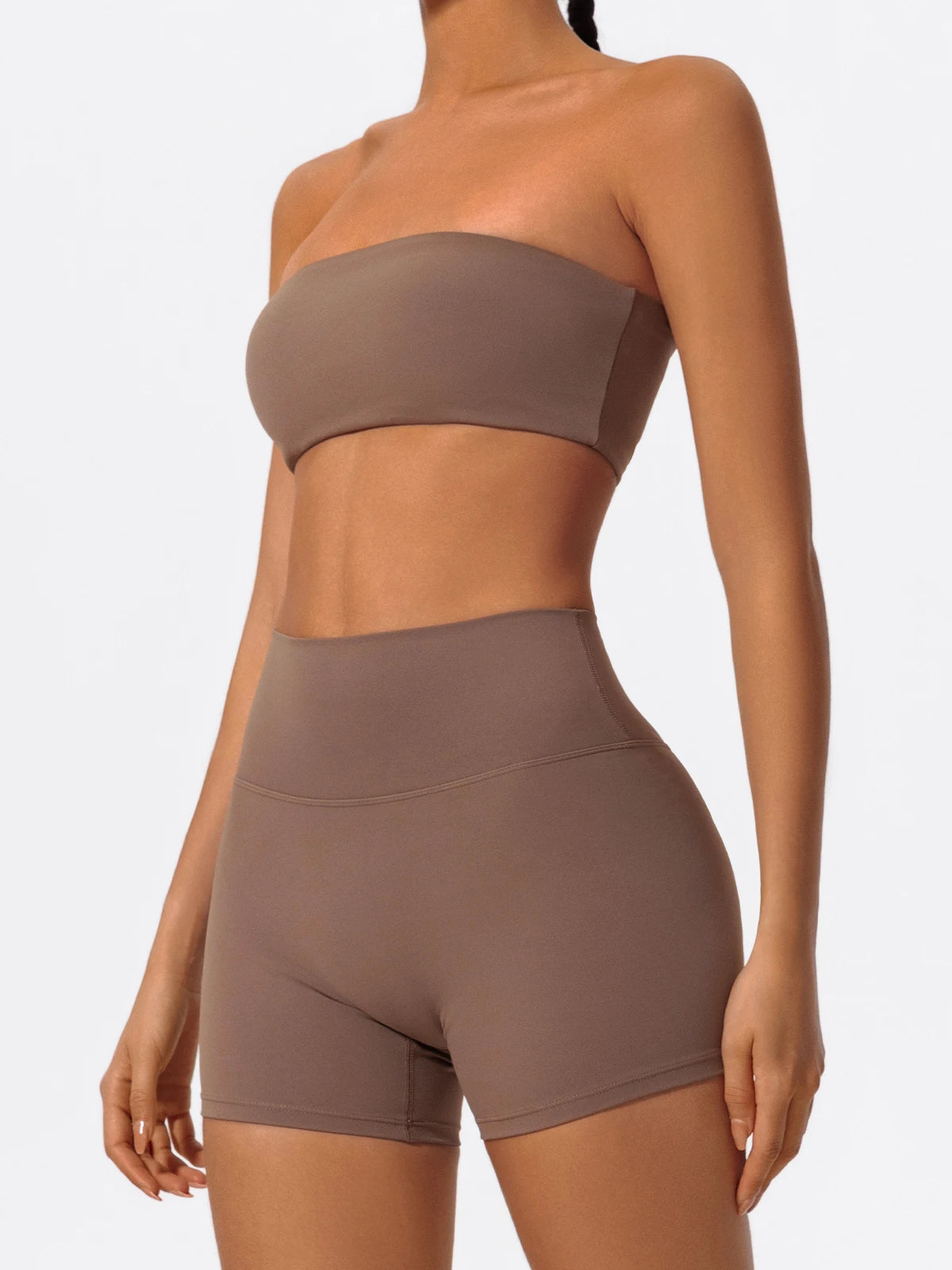 Summer Two Piece Fitness Sports Set Women Workout Yoga Outfit Strapless Bra Woman 2Ps Gym Crop Top Deportivos Mujer Gym Suits