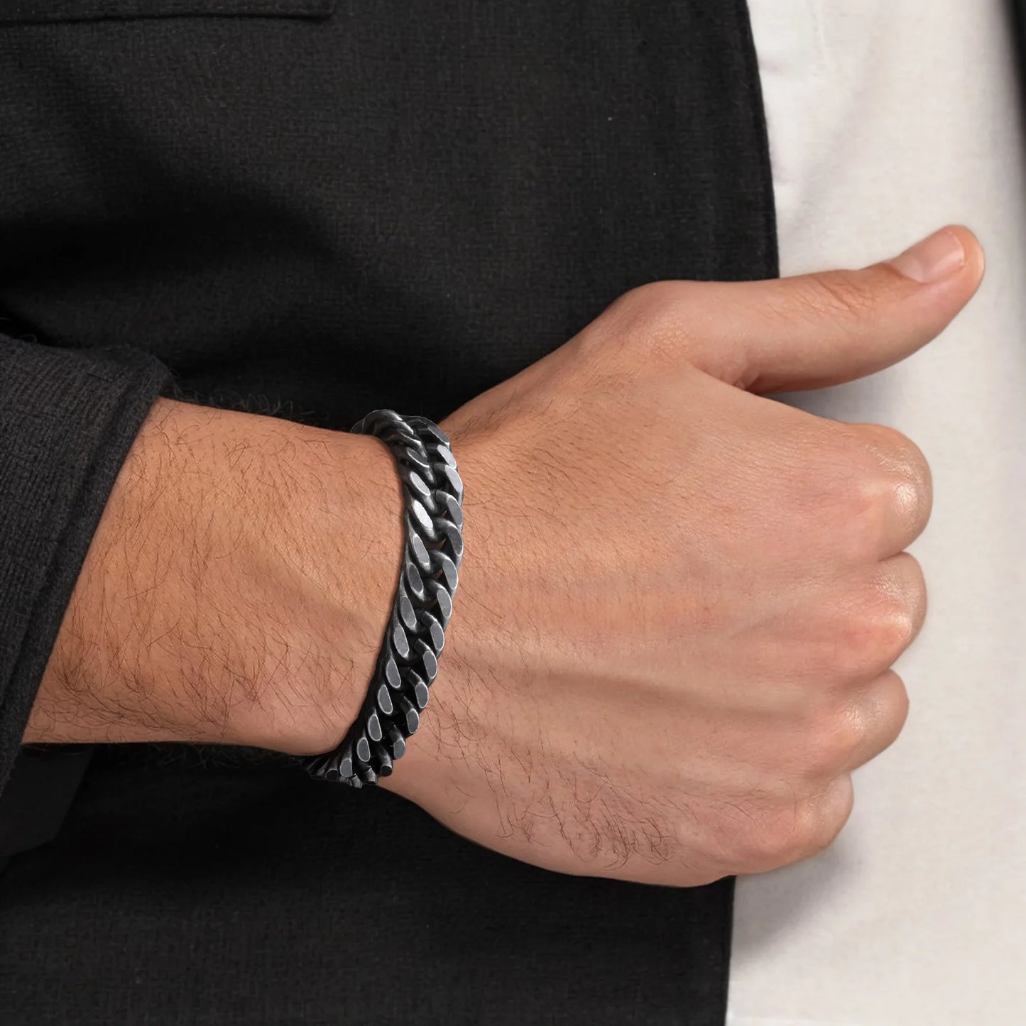 Gold Color Mens Cuban Chain Bracelet,Chunky 8/10/12/15mm Waterproof Stainless Steel Link Wristband Gift Jewelry,19cm /21.5cm