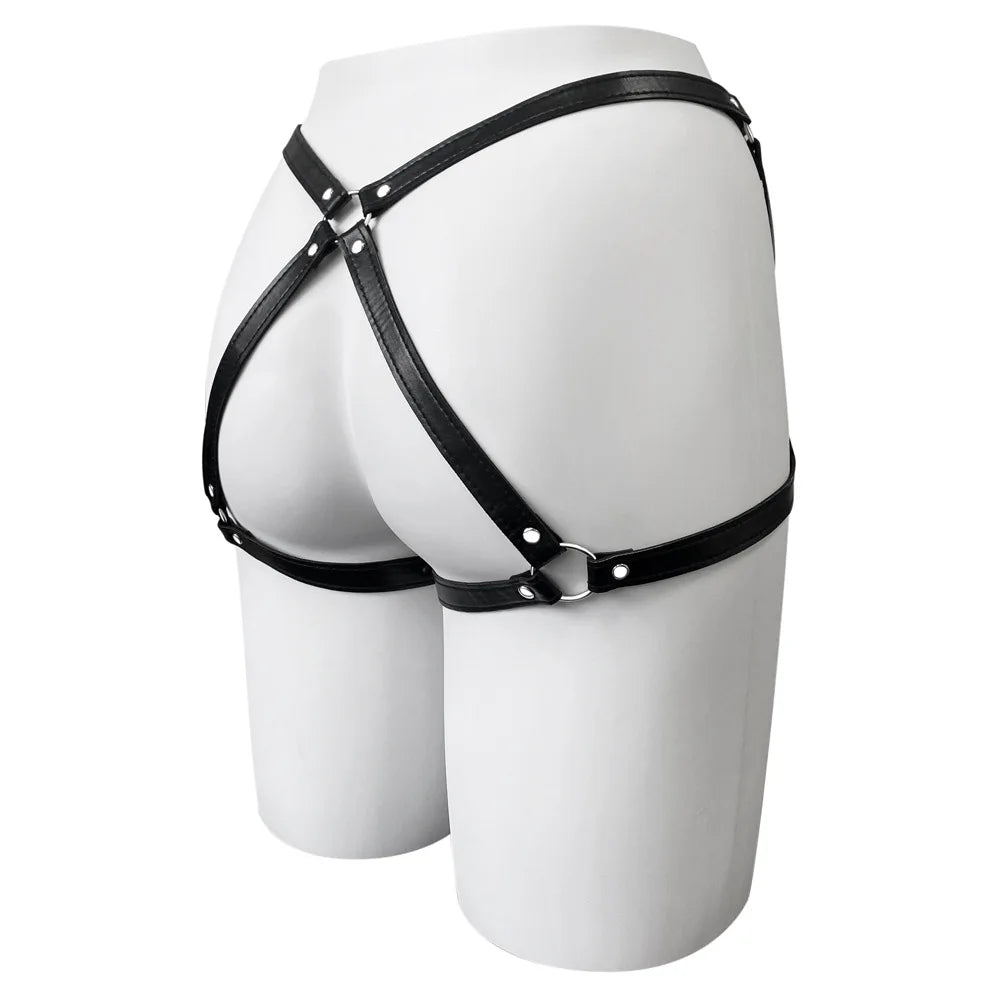 Sexy Bow PU Leather Harness Woman Thigh Garter Sword Belt Butt Wear Suspender Bdsm Bondage Lingerie Waist To Leg Adult