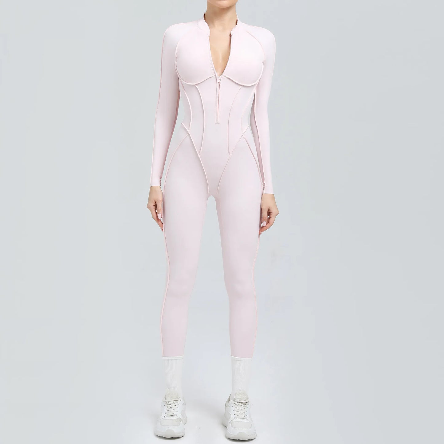 Women's Tracksuit Gym Workout Sports Clothes Outfit Zipper Jumpsuit Yoga Fitness Overalls Set Open Back Bodysuits Suit for Women