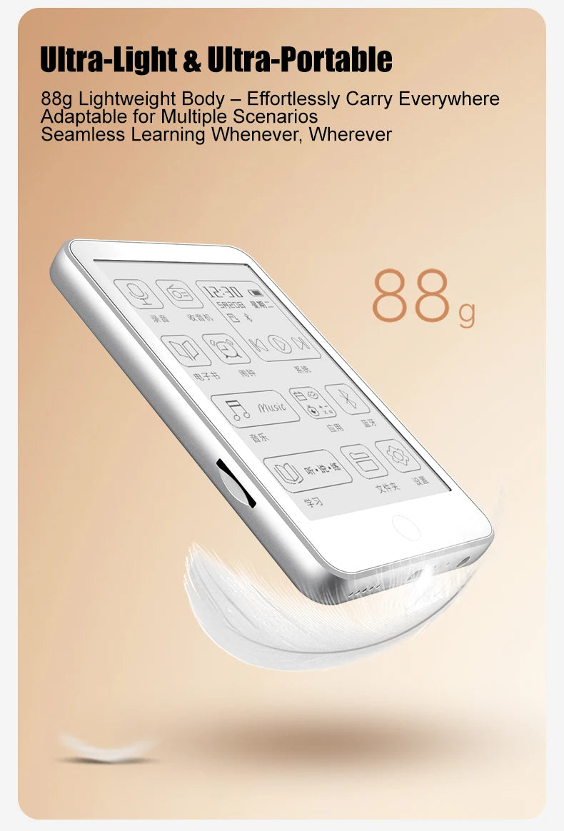 Famue 3.52 Inch Mini E-Ink E-Reader 32GB - Portable E-Book Reader with MP3 Player, Bluetiith 5.3 Classroom Recording & FM Radio