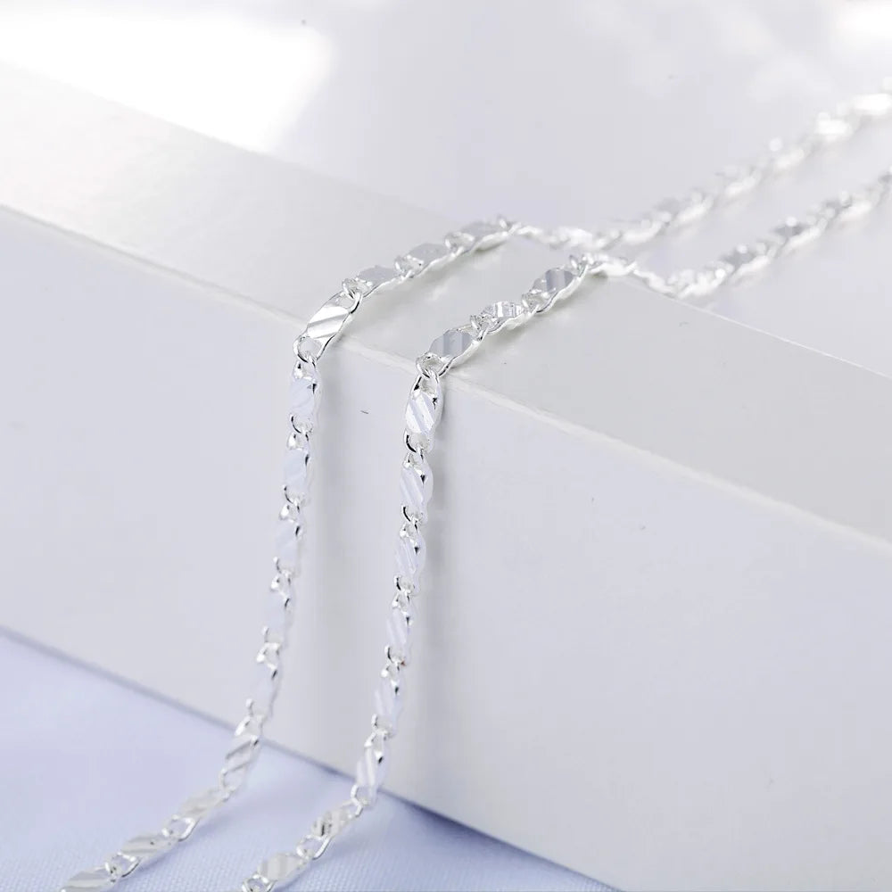 Hot 925 Sterling Silver 16/18/20/22/24/26/28/30 Inch 2mm Charm Chain Necklace For Women Man Fashion Wedding Party Jewelry