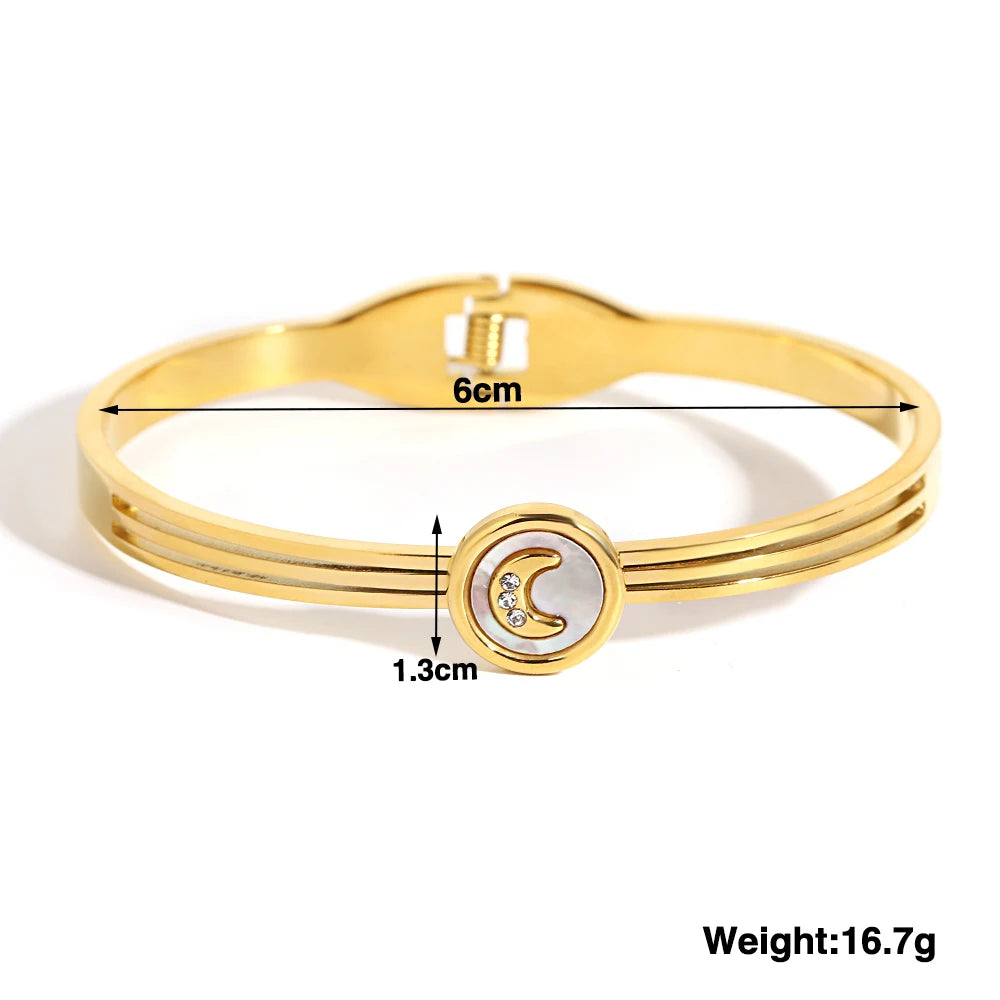 Greatera Trendy Gold Plated 316L Stainless Steel Bangles Bracelets for Women Delicate Cubic Zirconia Bracelet Party Jewelry 2024