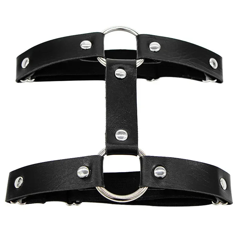 1pcs Women Punk Goth Heart Round PU Leather Elastic Garter Leg Thigh Ring Clothing Accessory Leg Suspender Stockings Garters New