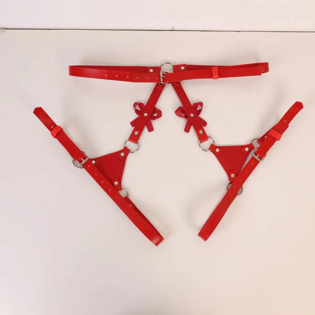 Punk Leather Thigh Straps,Punk Leather Thigh Harness,Red Waist Chain Belt for Gothic Nightclub