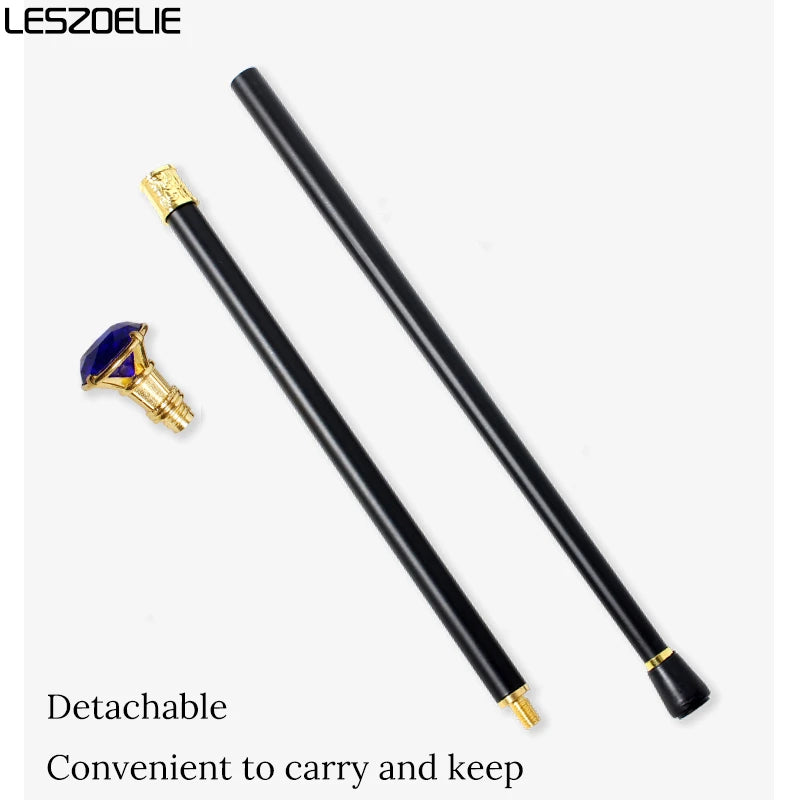 90cm Royal Blue Diamond Decorative Walking Stick with Gold Handle Fashionable Man And Woman Canes for Weddings And Holiday Decor