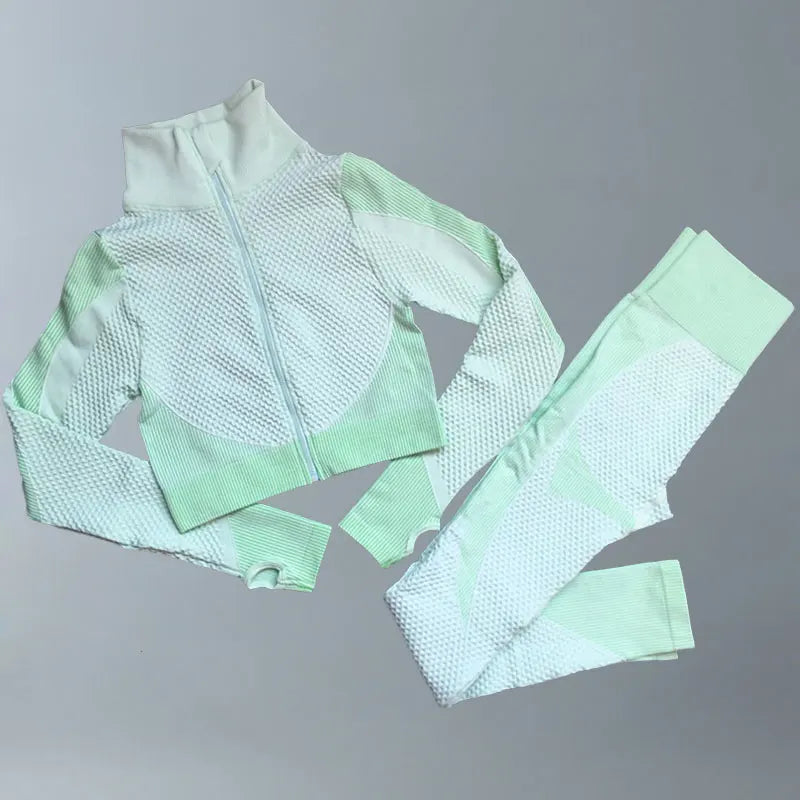 Yoga Suits Women Fitness Wear Gym Set Sports Outfits Training Exercise Workout Pants Long Sleeve Crop Top Bra Womens Tracksuits