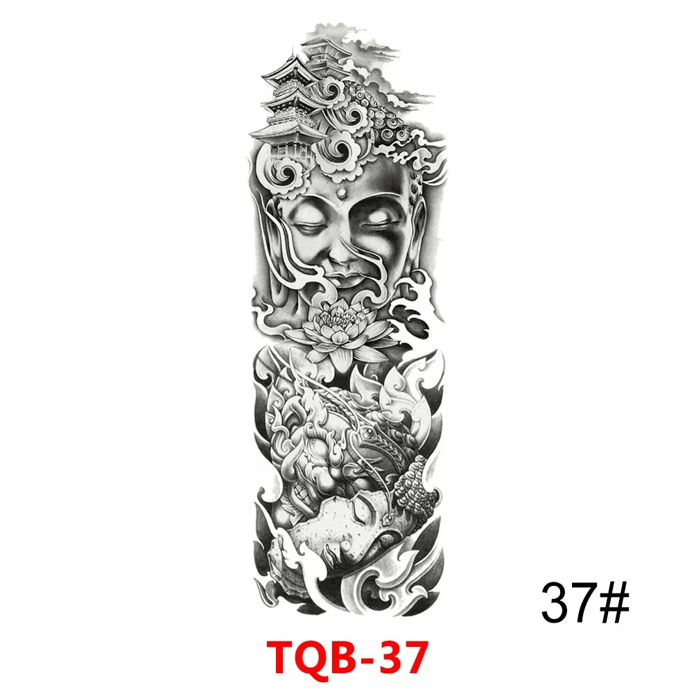 Waterproof Temporary Tattoo Sticker Full Arm Large Skull Old School Tatoo Stickers Flash Fake Tattoos for Men Women