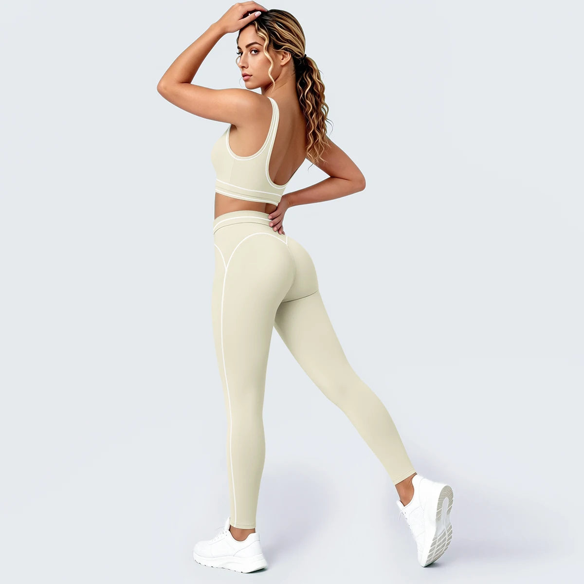 Women Fitness Yoga Sports Set Sexy Beautiful Back Yoga Bra Workout Top Summer Running Sports Bra High Waisted Push Up Yoga Pants
