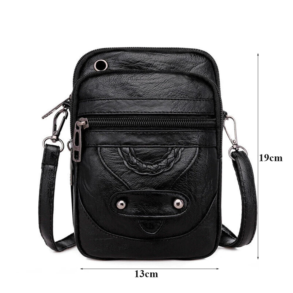 Men'S Shoulder Bag Multi-Function Leather Messenger Bag Casual Crossbody Bags High Quality Male Purse Phone Men'S Chest Pack