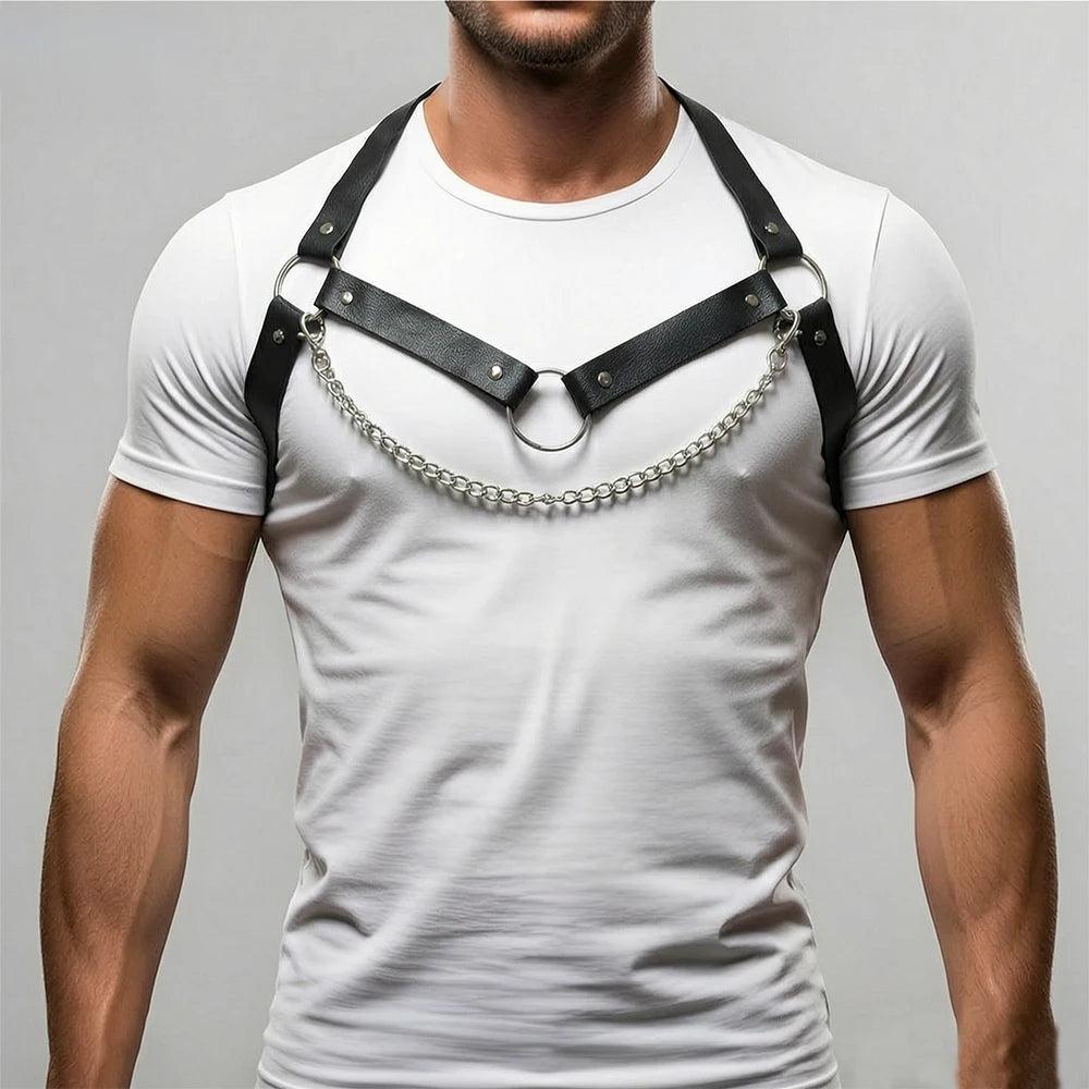 Street Fashion Men's PU Leather Harness Belt Y2K Style Gothic Belt Punk Rock Exotic Clothing Decoration Accessories Belt