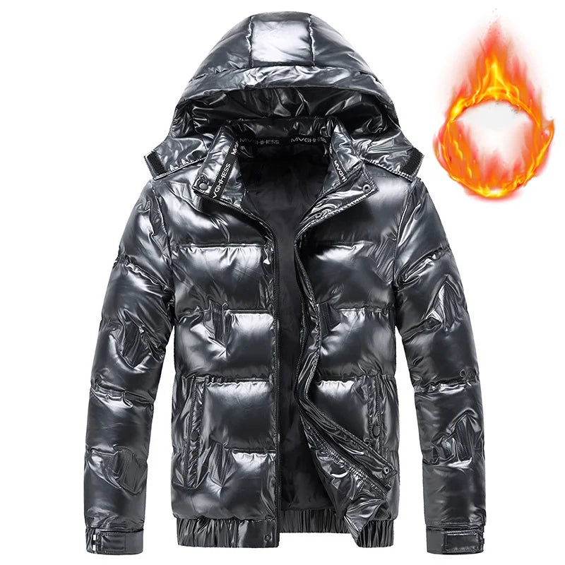 Winter Man Down Coat Fashion Thicken Warm Stand Collar Zipper Male Outerwear Long Sleeve Windproof Daily Men Hooded Jacket
