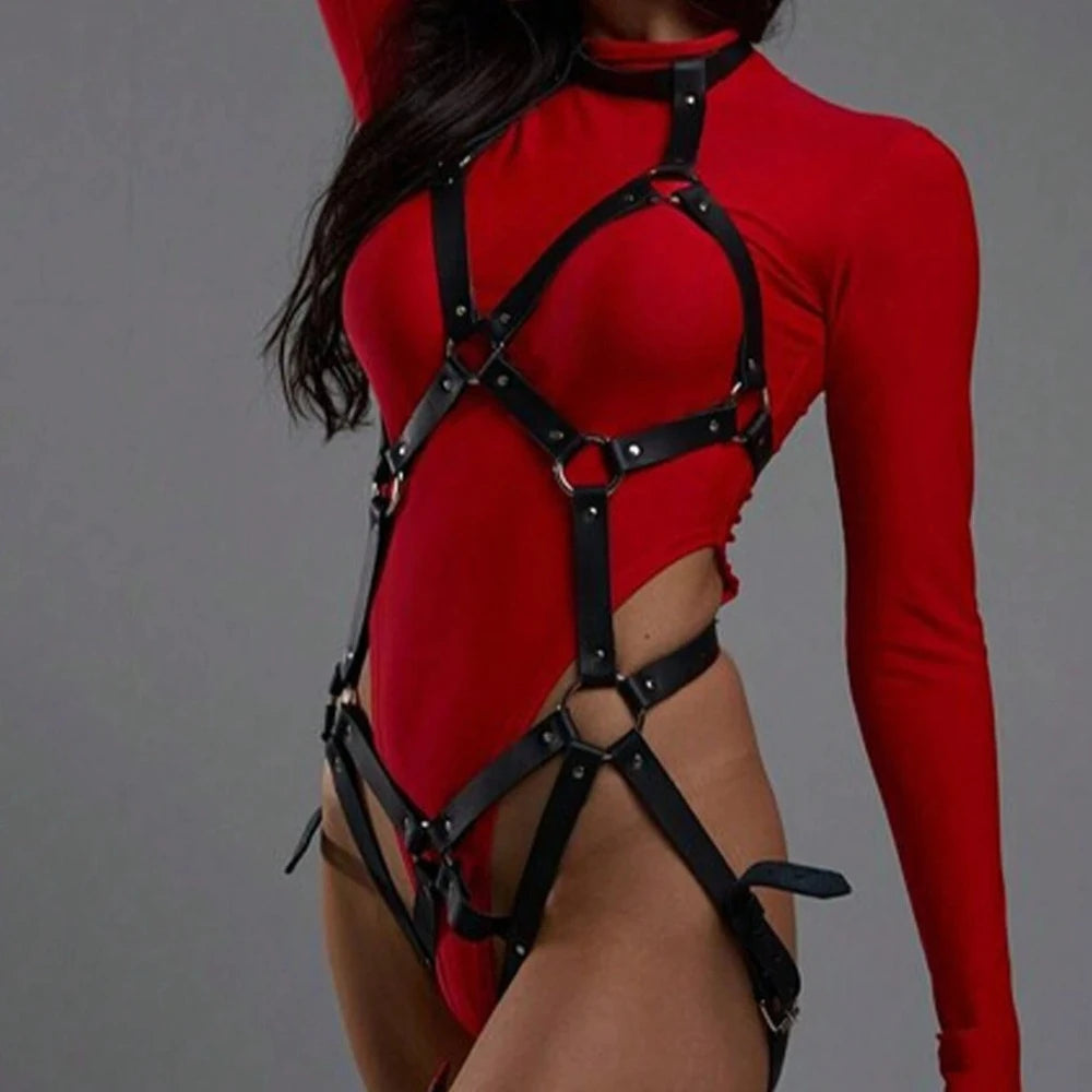 Women Sexy PU Leather Full Body Harness Belt Corset Belt Bondage Bdsm Erotic Wear Gothic Fetish Clothing Exotic Accessories