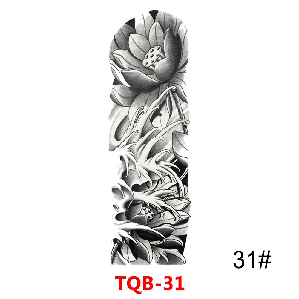 Waterproof Temporary Tattoo Sticker Full Arm Large Skull Old School Tatoo Stickers Flash Fake Tattoos for Men Women