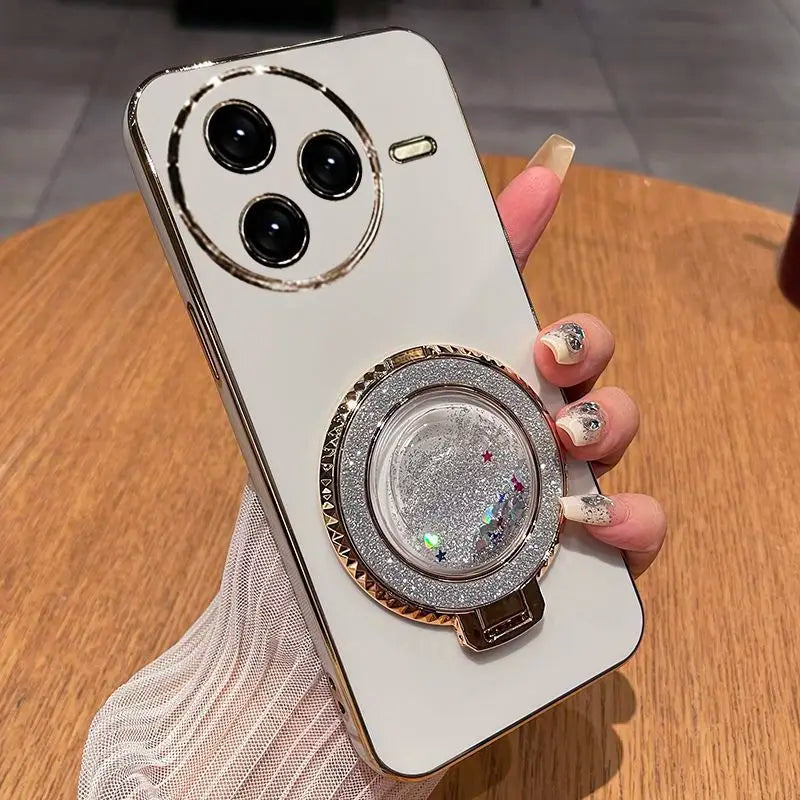 For POCO F7 Ultra Fashionable Galvanized Phone Case for Xiaomi POCO M7 F7 X7 M6 X6 F6 Pro 4G 5G C75 C65 Quicksand Bracket Shell