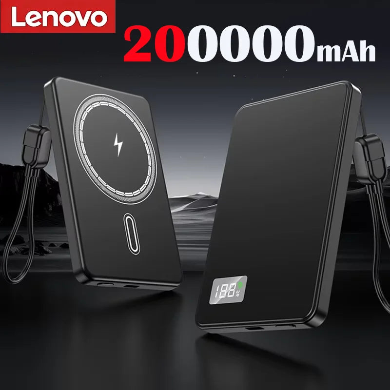 Lenovo 500000mAh Magnetic Wireless Power Bank Ultra Thin Portable CCC Certified Super Fast Charging LED Display Pack for MagSafe
