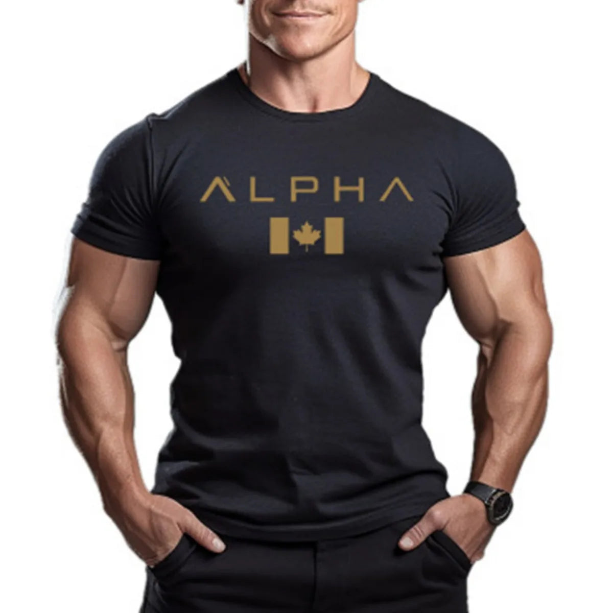 Herren Sommer Ahornblätter T-Shirt Gym Man Buchstabendruck Kurzarm Sport Fitness Schnelltrocknend Casual Top Übergroße Kleidung