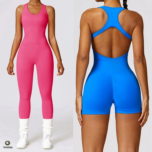 Women Training Yoga Set Sportswear Women Sports Jumpsuit Fitness Rompers Stretch Female Push Up Gym Workout Clothes Bodysuits