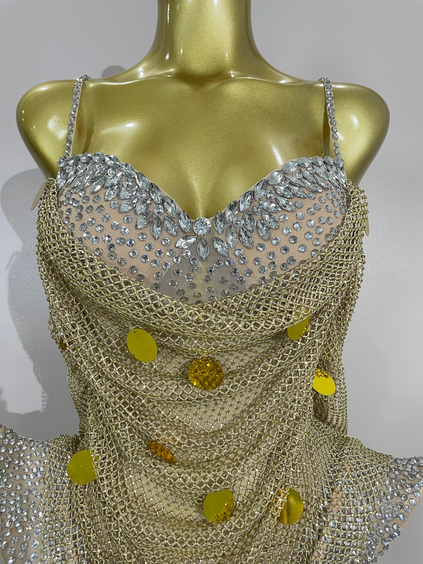 New Luxury Sparkly Diamond Sexy Mesh Bodysuit Women Evening Prom Birthday Party Gown Nightclub DJ Performance Stage Wear