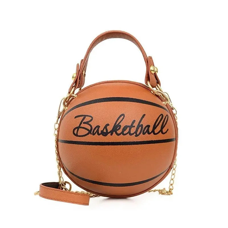 Fashionable Women's Basketball Bag Handbag Single Shoulder Crossbody Bag Stylish Trendy PU Material round Shape Mobile Phone Poc