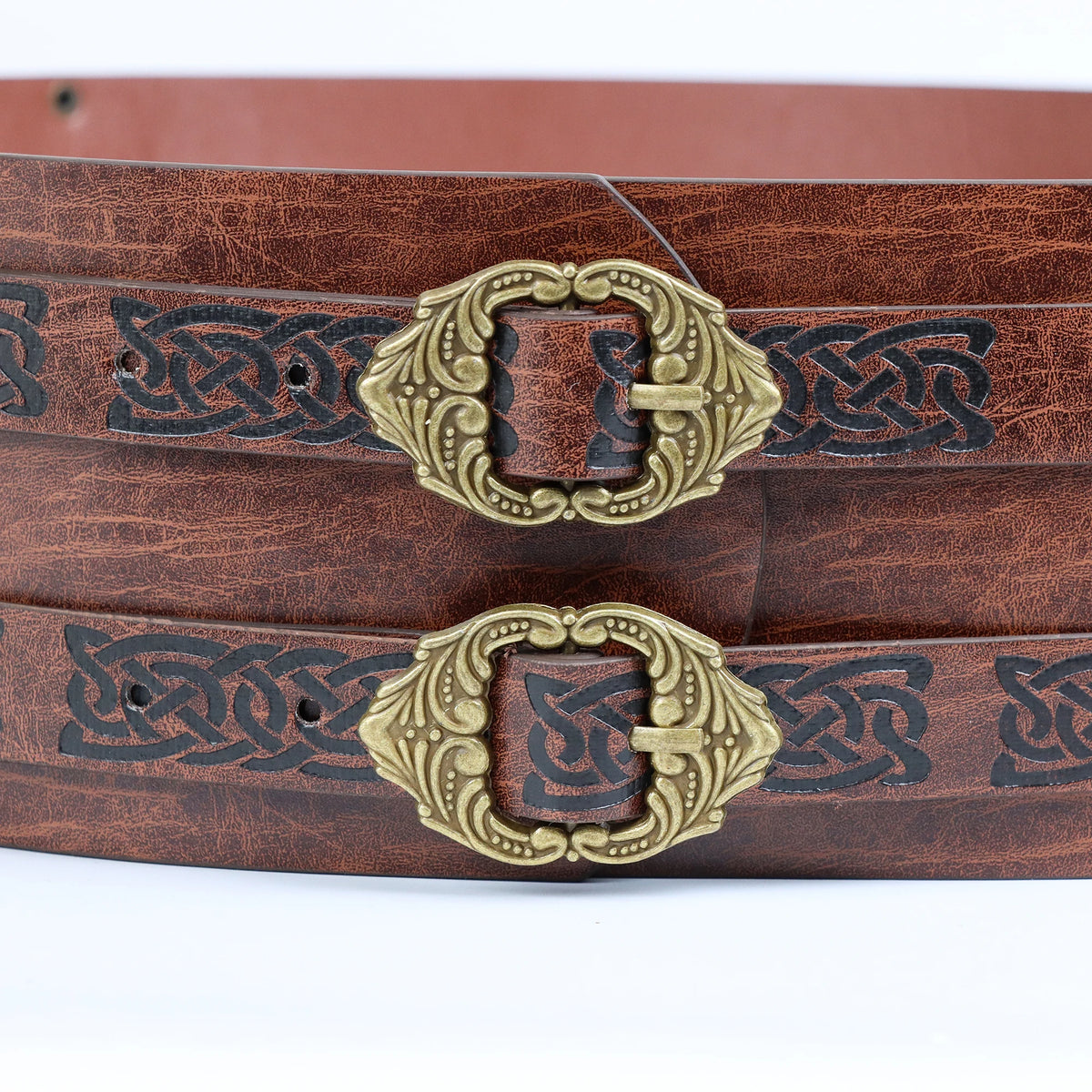 PU Leather Belt Double Wide Thick Belt Vikings Pirate Medieval War Accessory Broad Buckle Corset Cinch Gladiator Men