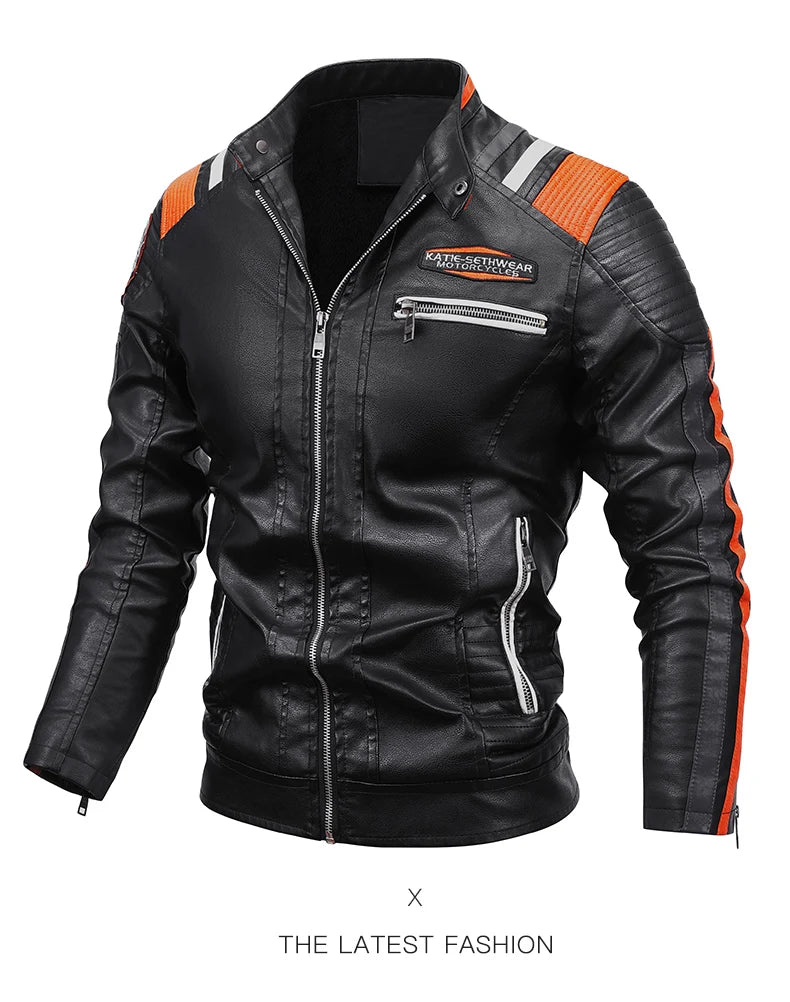 2023 männer Herbst Jacke Bomber Biker Zipper Motorrad Faux Pelzmantel Männlichen Fleece Pilot Vintage Schwarz Rot Braun PU Leder jacke