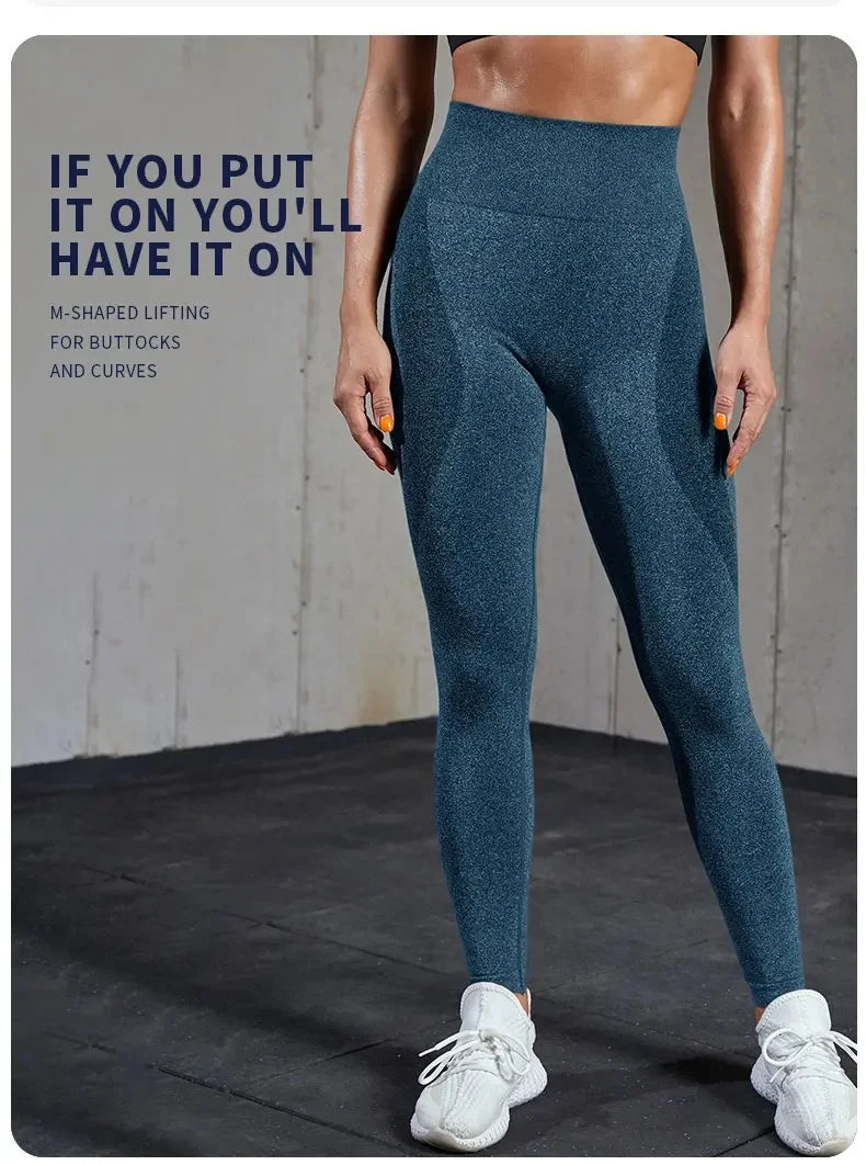 High elastic smile yoga pants, seamless European and American fitness pants, tight yoga pants, high waist and hip lifting traini