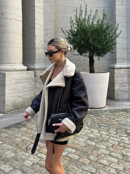 Winter New Coats and Jackets Warm Faux Leather Jacket Thick Oversize Outerwear Long Sleeve Luxury Women's Jacket