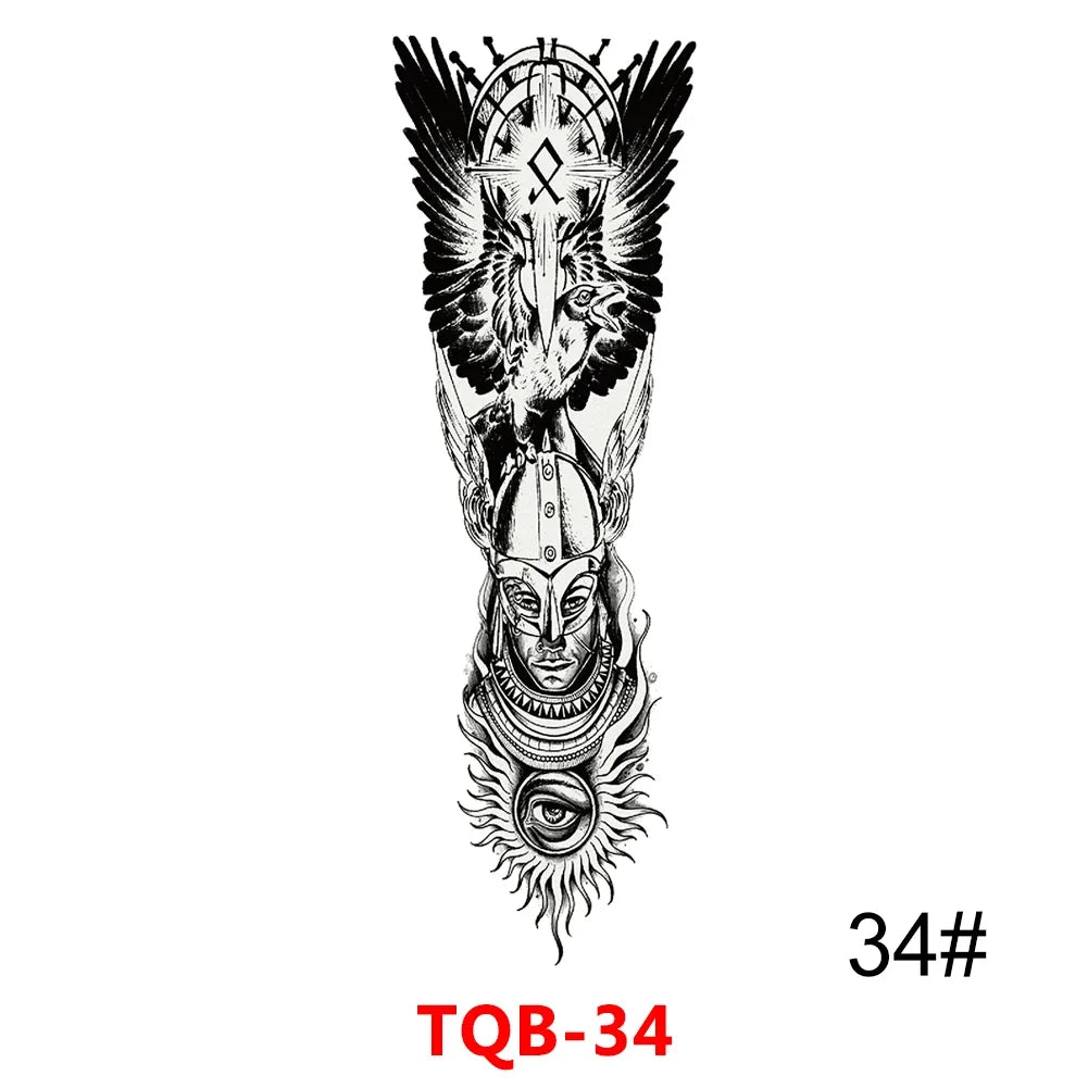 Waterproof Temporary Tattoo Sticker Full Arm Large Skull Old School Tatoo Stickers Flash Fake Tattoos for Men Women