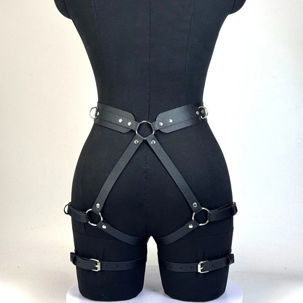 Fashion PU Leather Full Body Harness Belt Punk Street Style Belt Gothic Adjustable Retro Belt Exotic Clothing Accessories