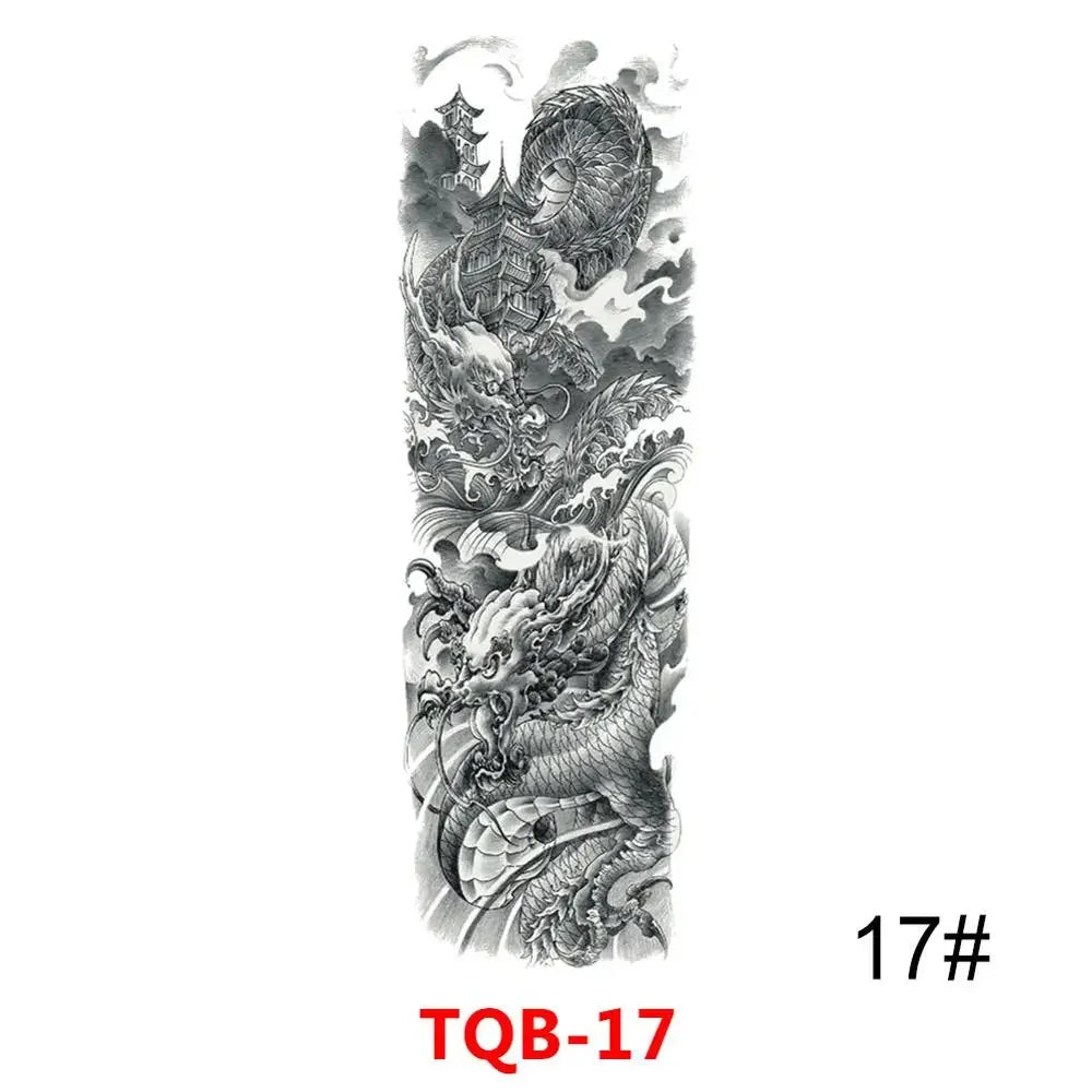 Waterproof Temporary Tattoo Sticker Full Arm Large Skull Old School Tatoo Stickers Flash Fake Tattoos for Men Women