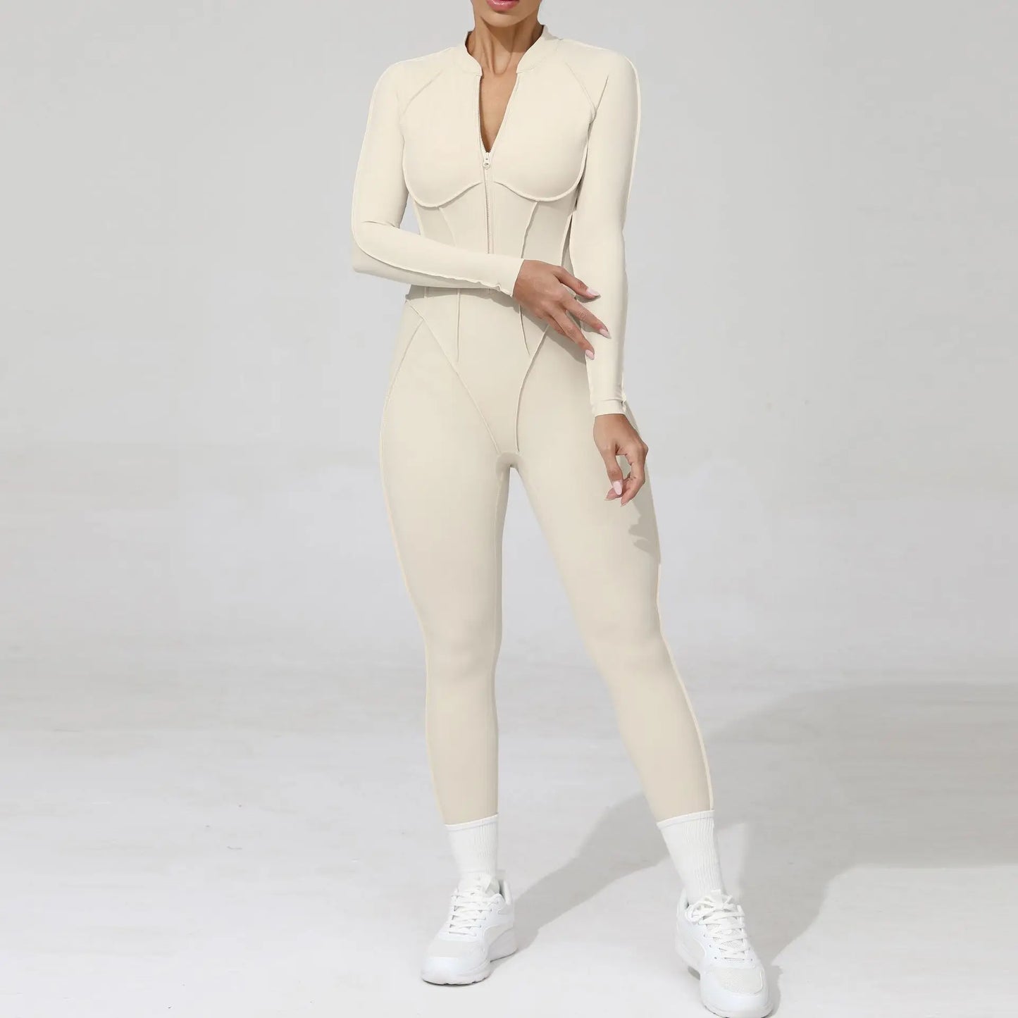 Women's Tracksuit Gym Workout Sports Clothes Outfit Zipper Jumpsuit Yoga Fitness Overalls Set Open Back Bodysuits Suit for Women