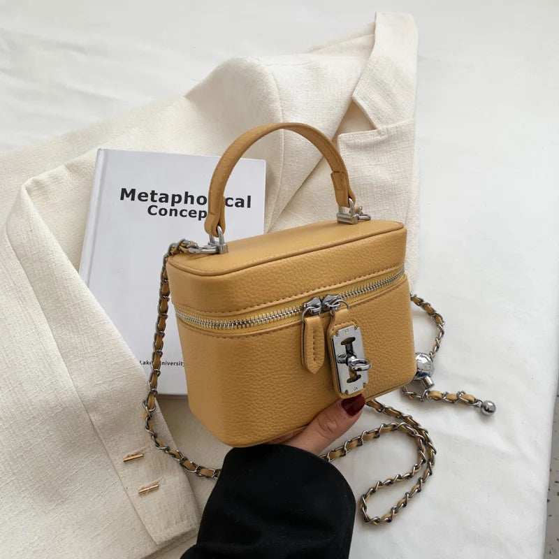 Women Square Handbags Summer Fashion Chains Crossbody Bags Texture PU Shoulder Bag Elegant Chic Mini Mobile Phone Bags