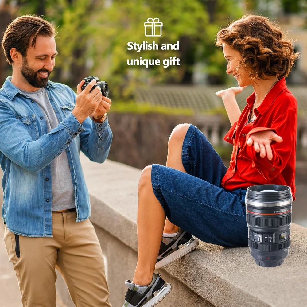 Water Bottle Camera Len Coffee Cup Travle Mug Thermal Cup Stainless Steel Tumbler Cup With Lid Leak Proof Vacuum Flask Drinkware