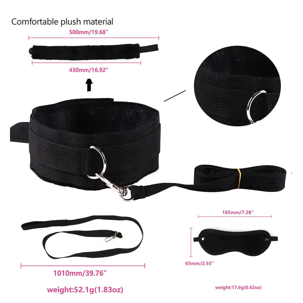 Hot Exotic Bed B+ndage Set B+SM Kits Exotic S*x Toys For Women  Adults Games Leather Handcuffs Whip Gag Nipple Clamps S*x