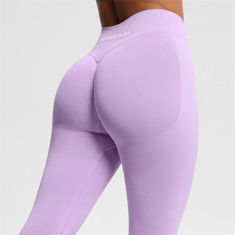 Bum Shaping Leggings Women Seamless Sports Yoga Pants Low Ribbed Band Gym clothes Fitness Workout Scrunch Butt Tight