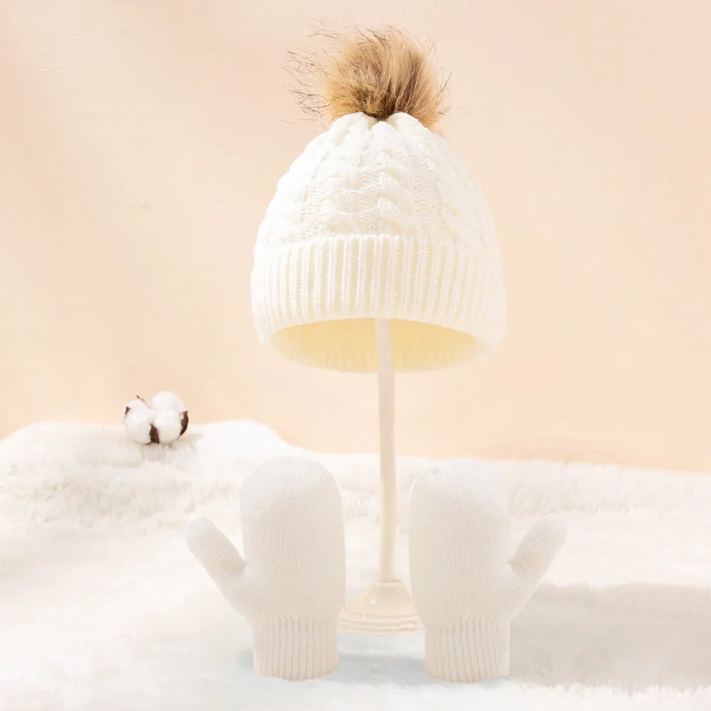 Baby Wintermütze und Schal Handschuhe Set Kinder Twist Strickmütze Mütze Neugeborenen Snood Schal Mütze Säugling Kleinkind Motorhaube Zubehör